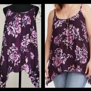 Torrid Purple Floral Georgette Swing Cami 0X XL NWT